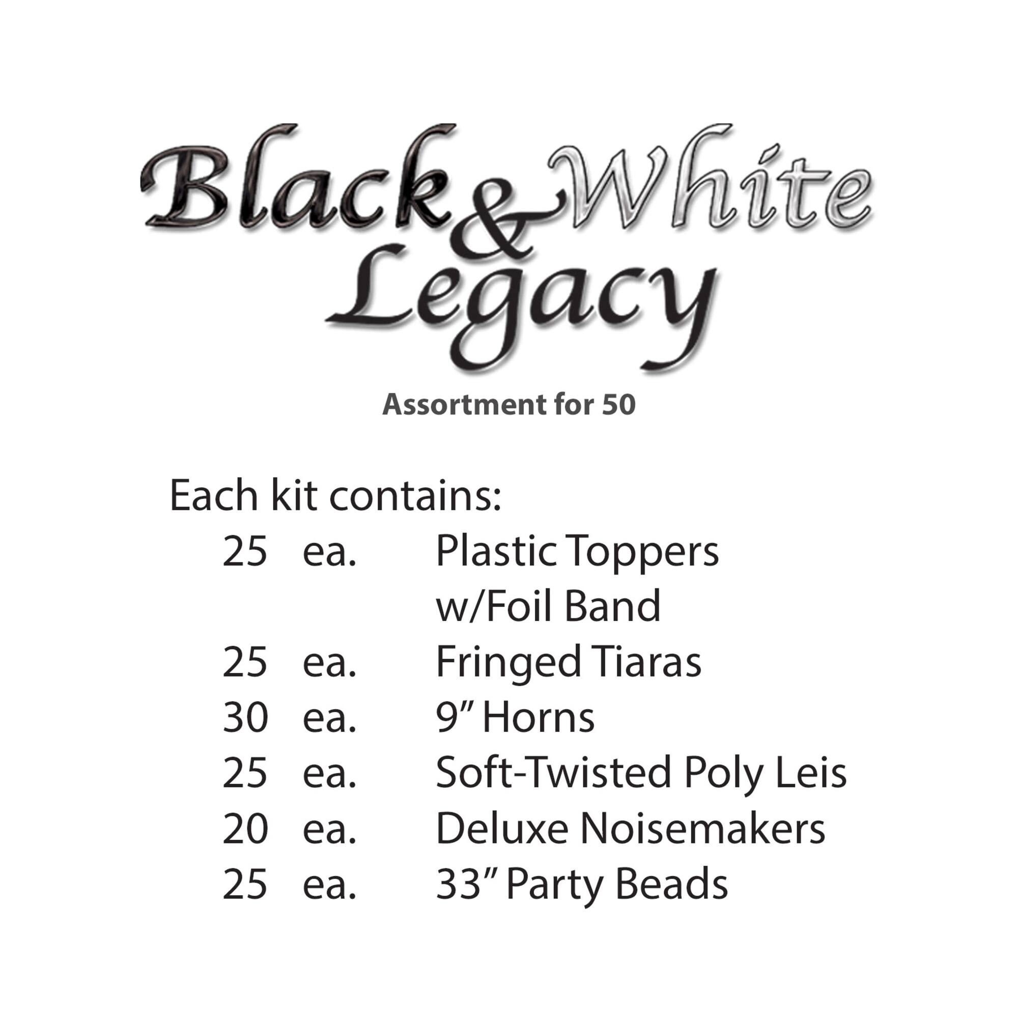 Beistle Black & White New Year Legacy Party Favor Kit for 50